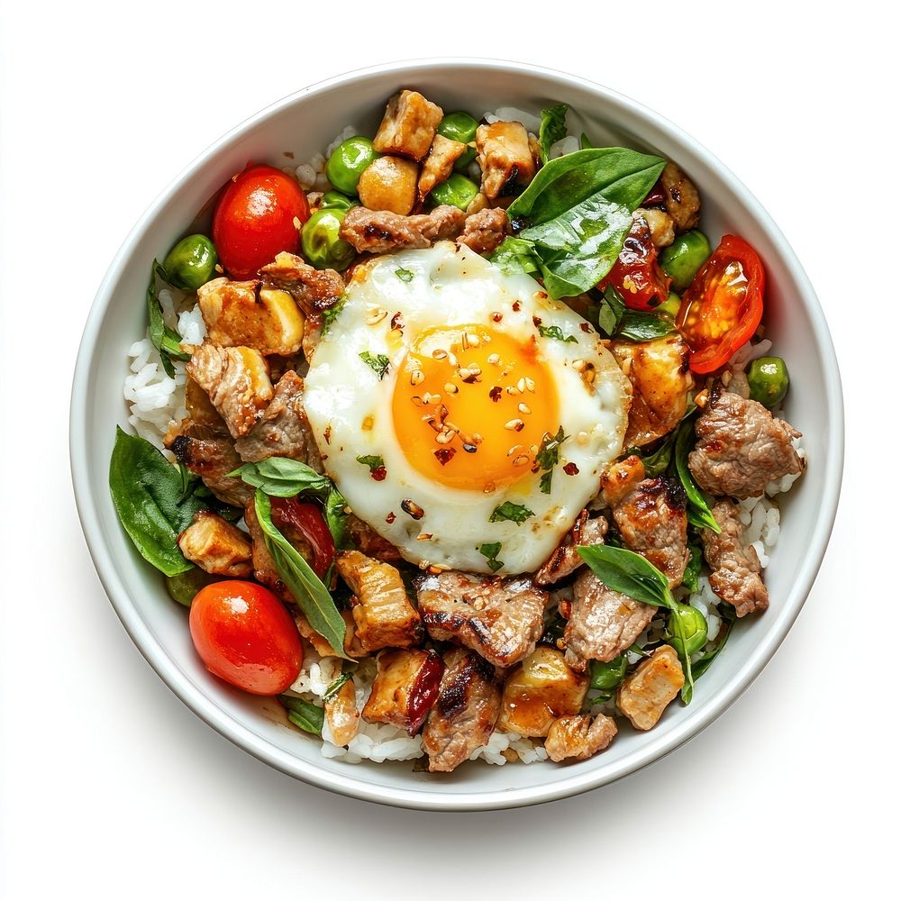 An isolated luxury food dish white pork meal.