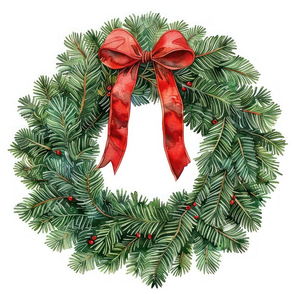 Green Pine Christmas Wreath wreath christmas ribbon.