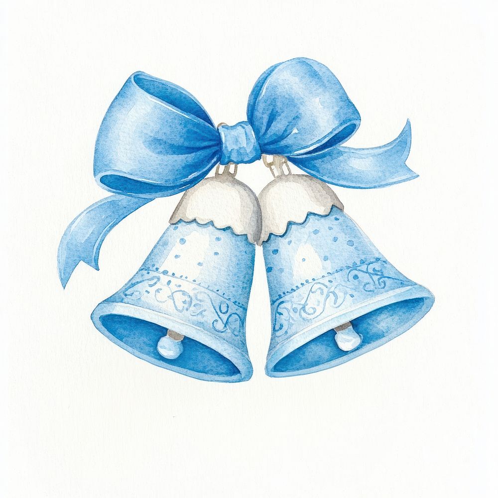 Bell watercolor christmas blue.