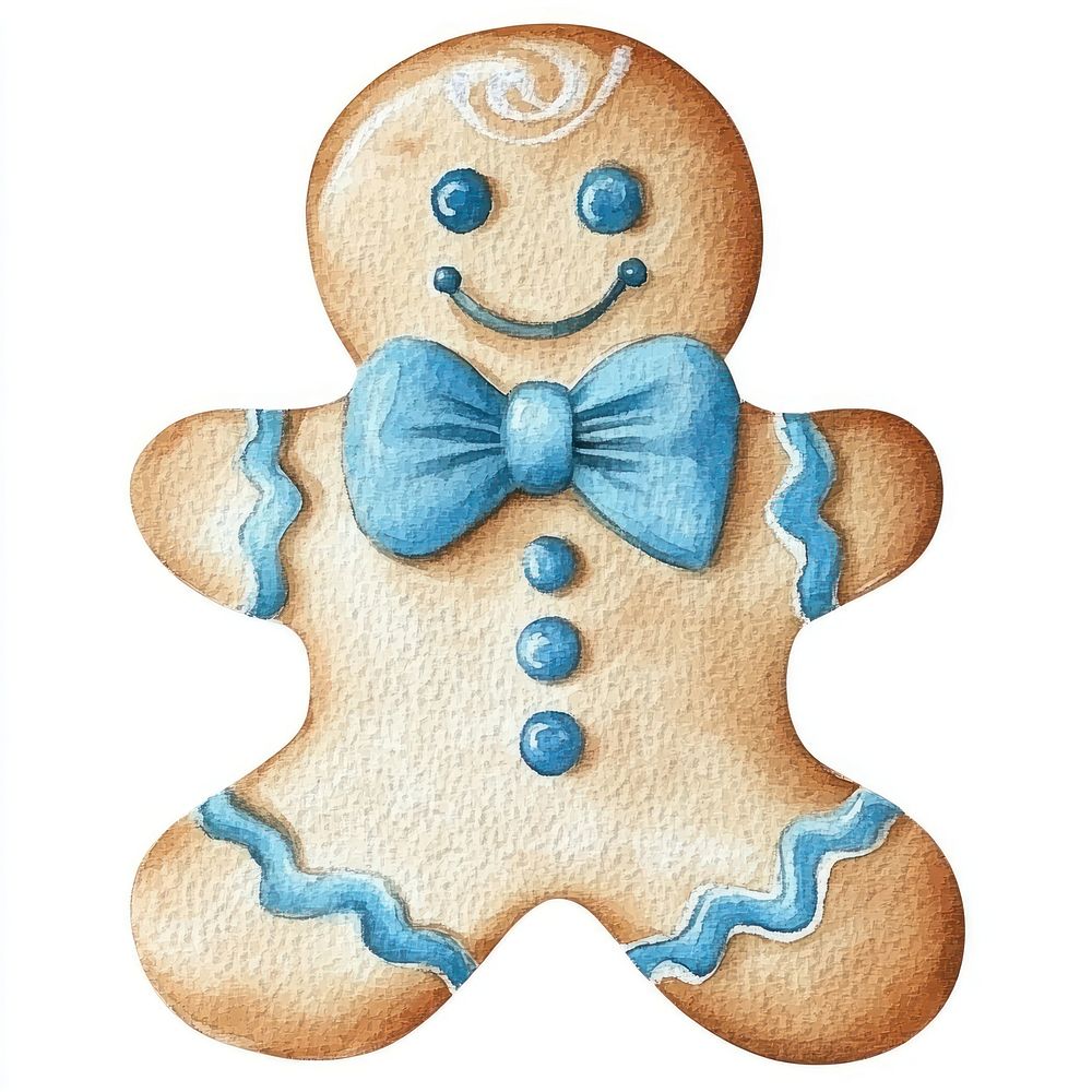 Christmas gingerbread man watercolor sweets cookie.