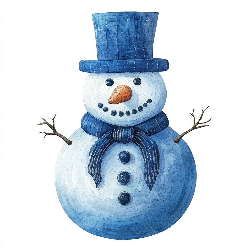 Blue Christmas snowman winter hat illustration.