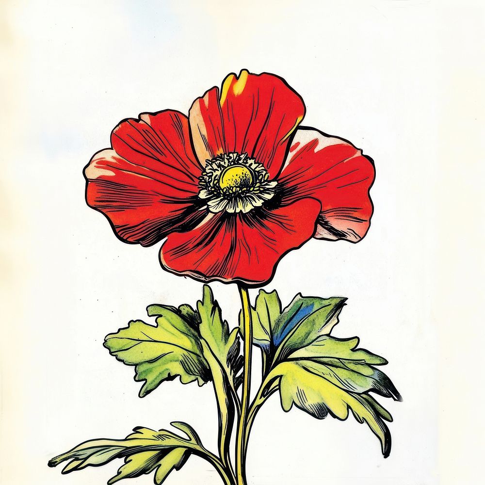 Flower illustration petals poppy.