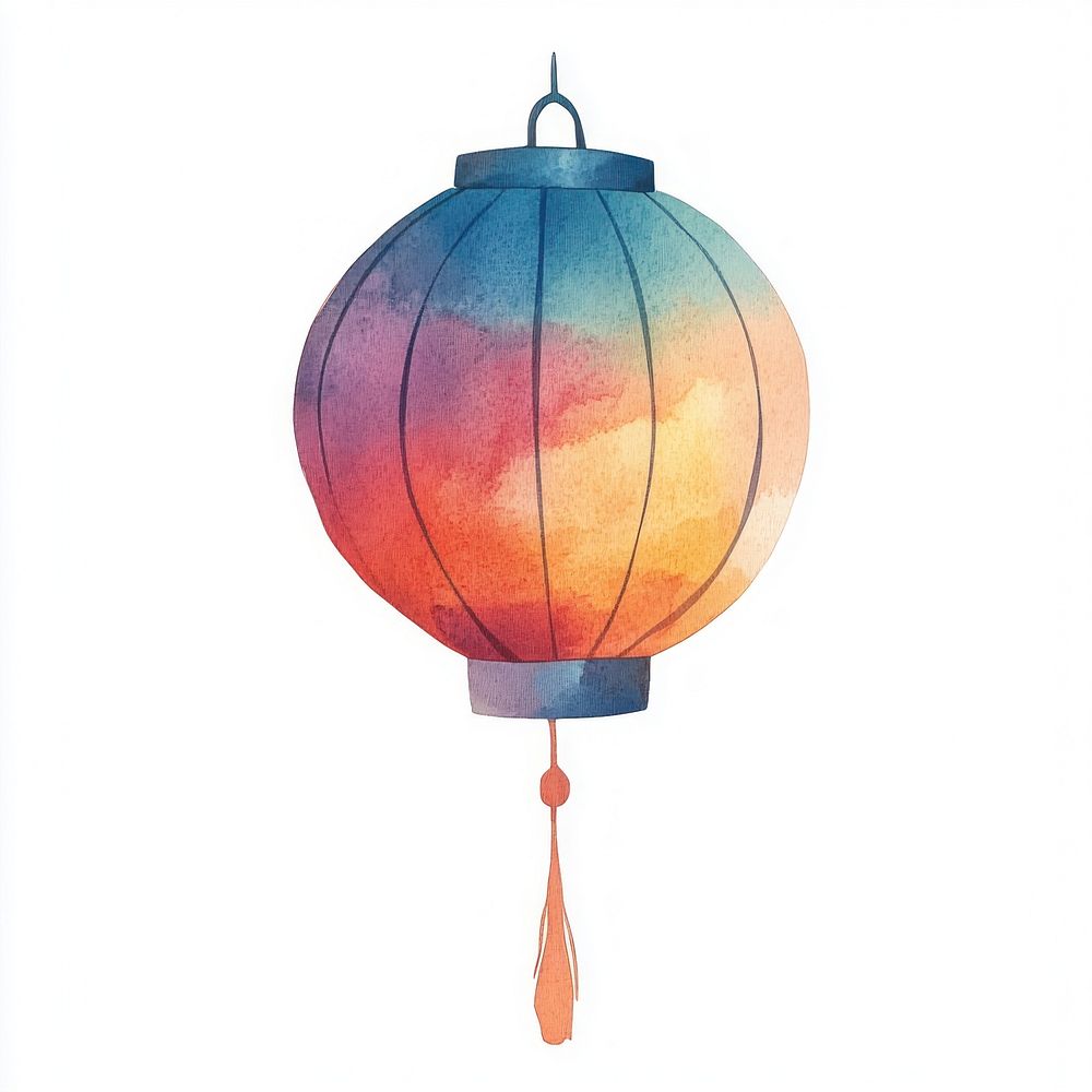 Chinese lantern illustration watercolor traditional.