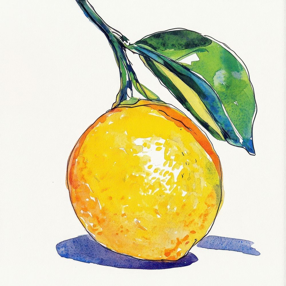 Lemon illustration watercolor orange.