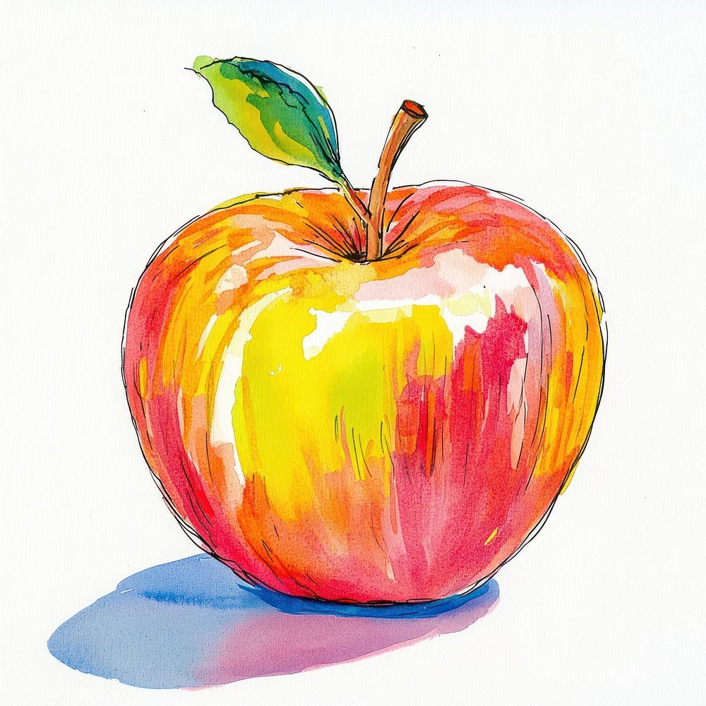 Apple apple illustration watercolor.