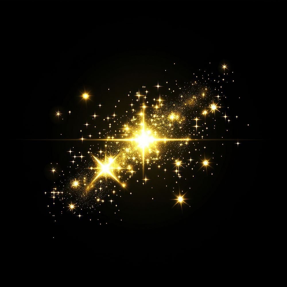 A vector glowing gold light effect astronomy night stars.