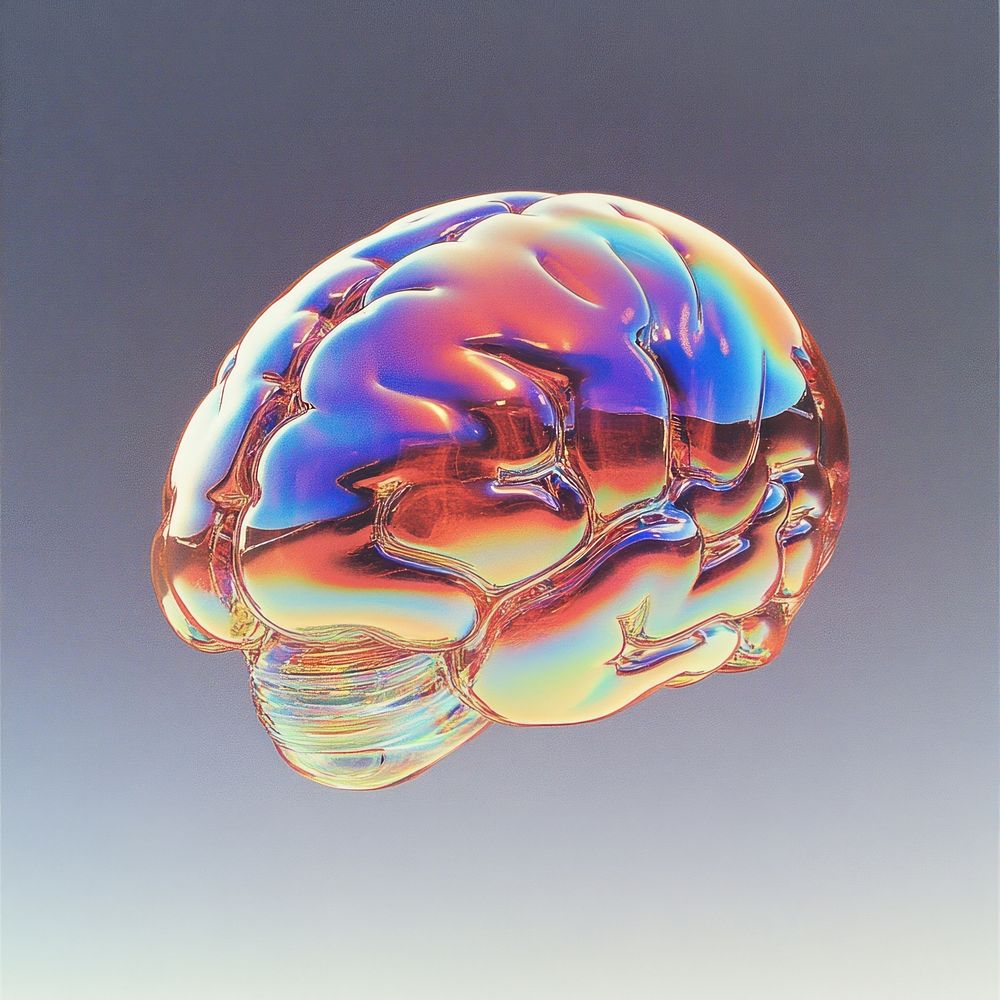 A glass brain icon illustration 3d illustration neuroscience.