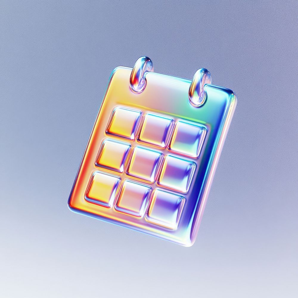 A glass calendar sign icon illustration style 3d illustration.