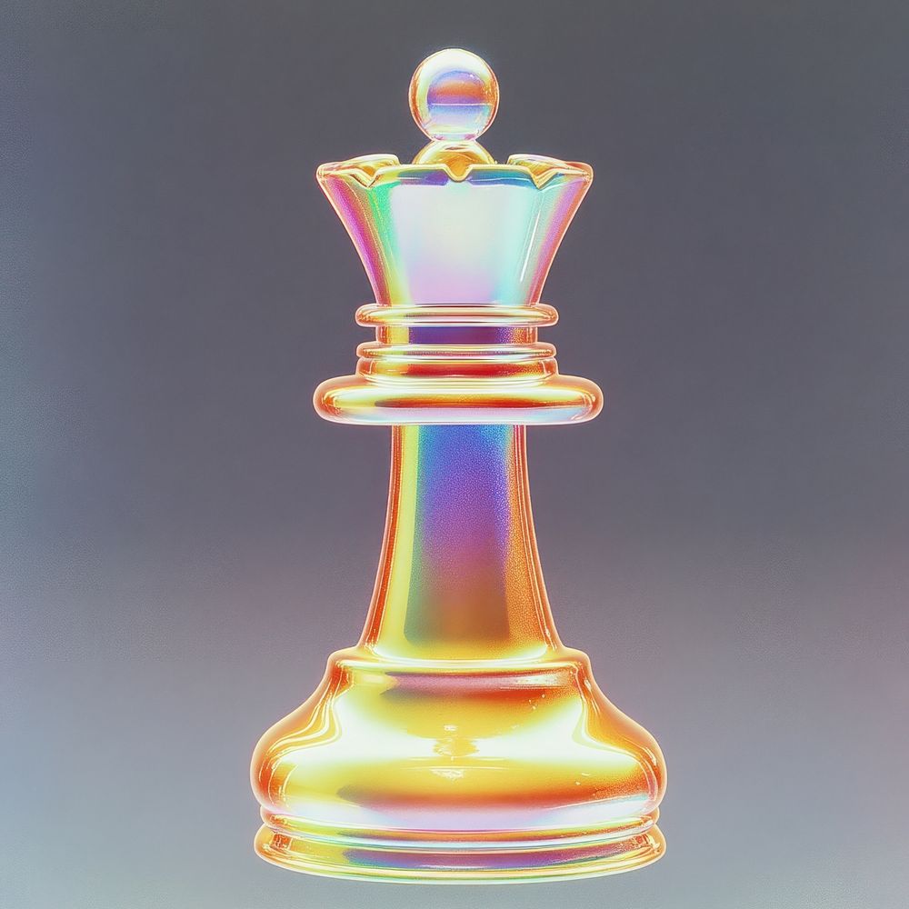 A glass chess sign icon colors game holographic.