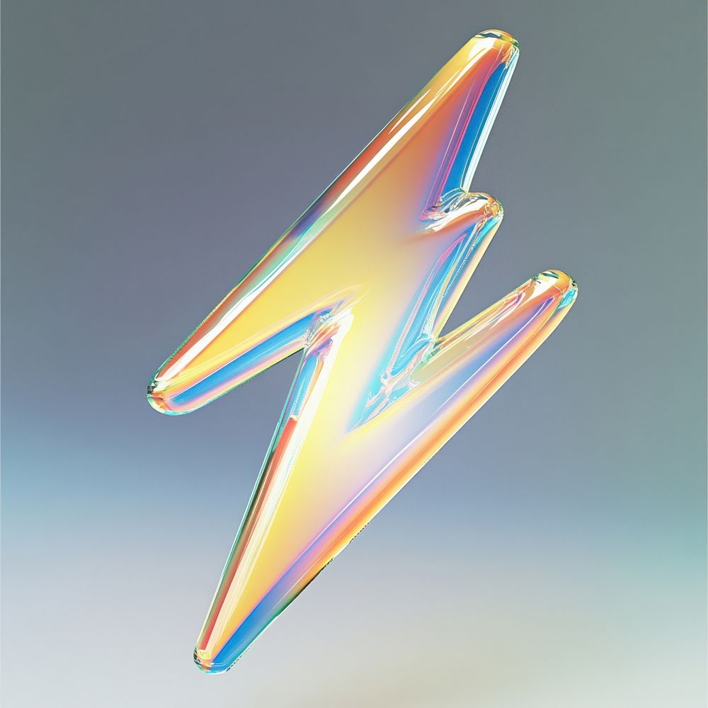 A glass lightning sign icon illustration 3d illustration holographic.