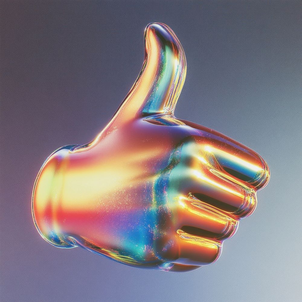 A glass thumb up sign icon rainbow colors rainbow colors.