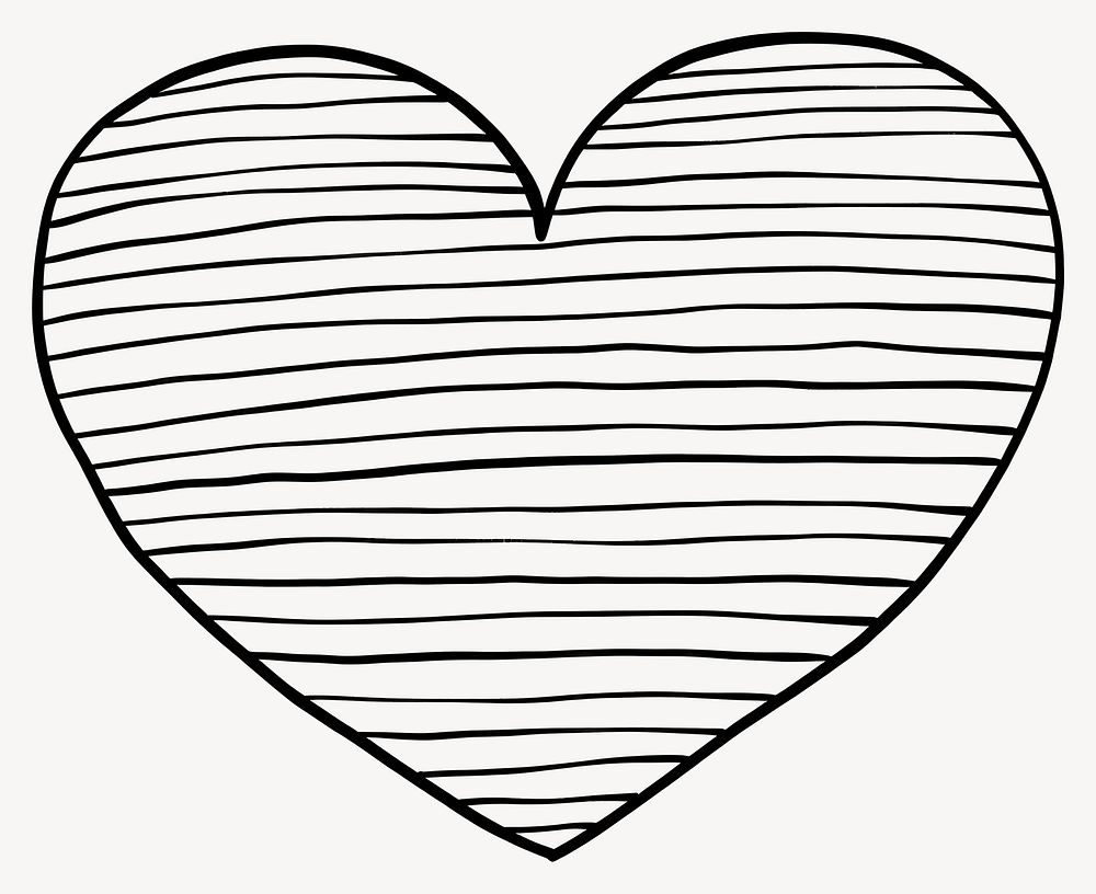 Striped heart line art design vector