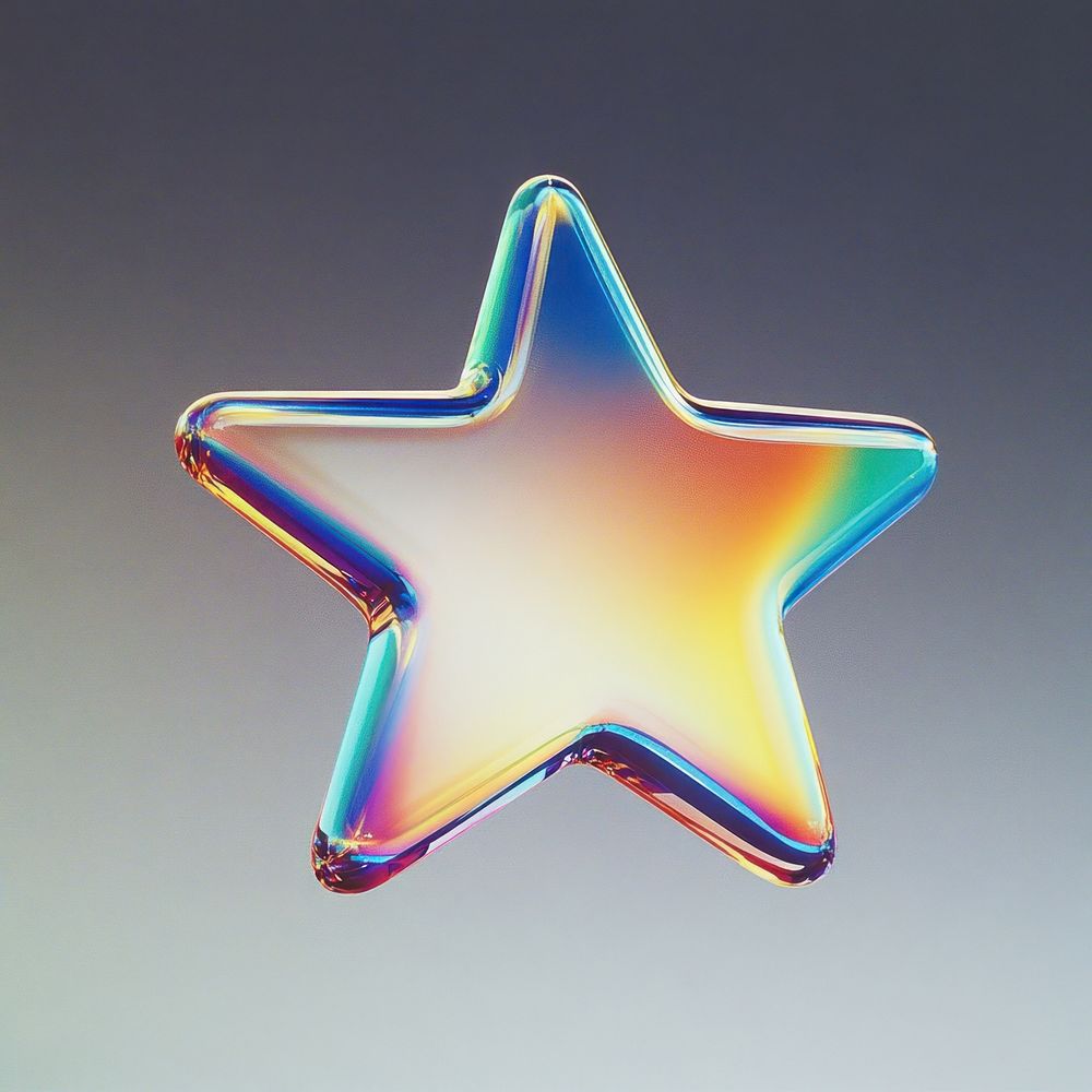 A glass star sign rainbow illustration iridescent.