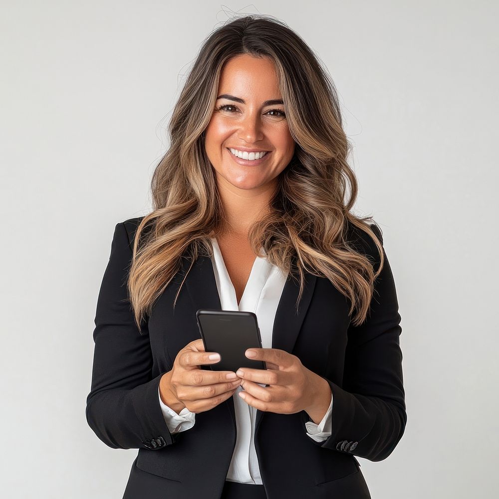 Businesswoman using smartphone communication professional photography.