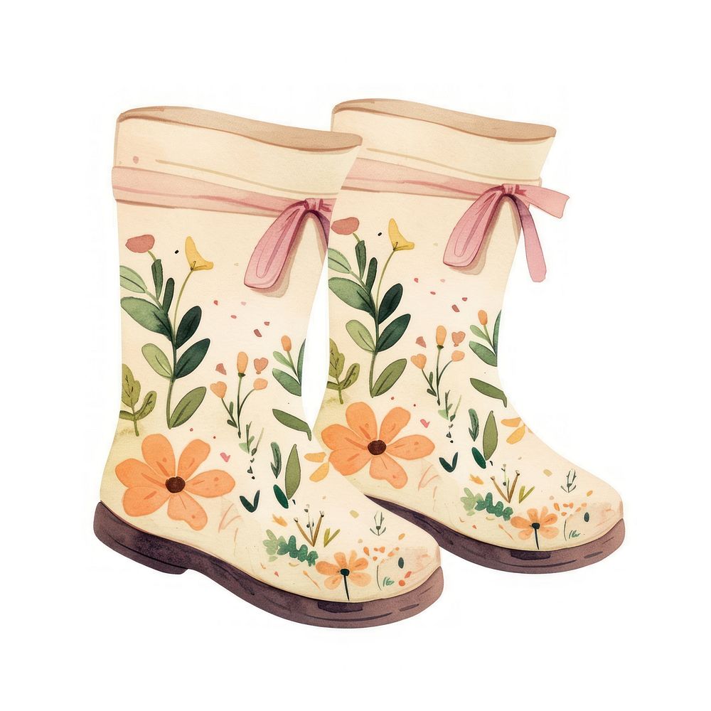 Spring vintage gardening boots illustration footwear whimsical.