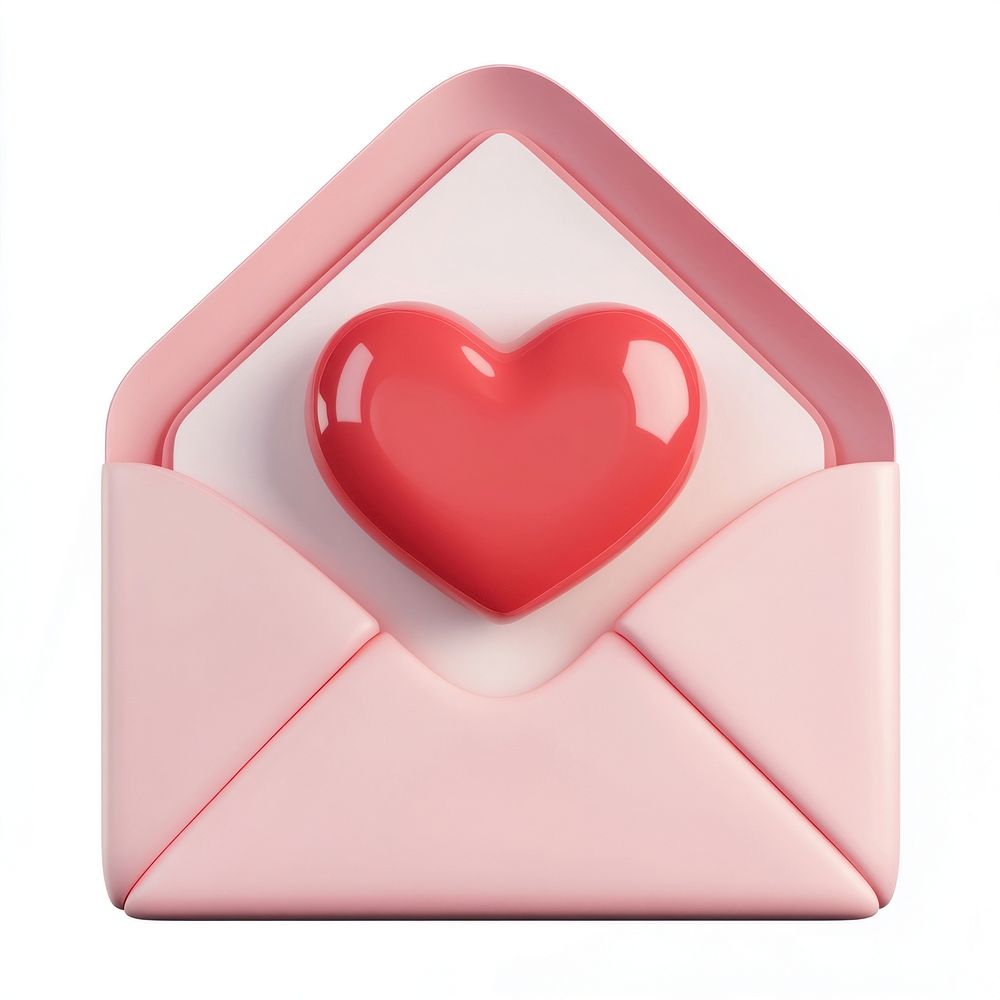 3d valentine pink envelope illustration heart cute.