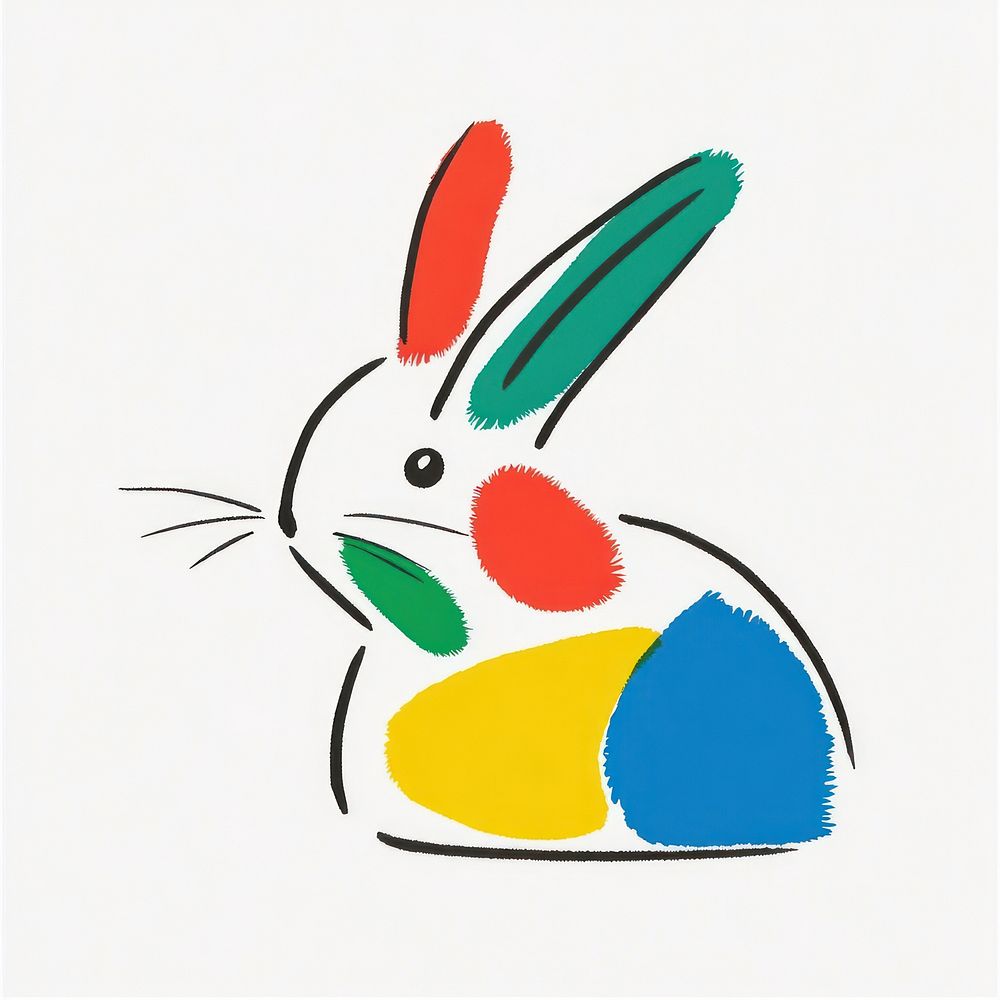 Easter day colorful drawing rabbit.