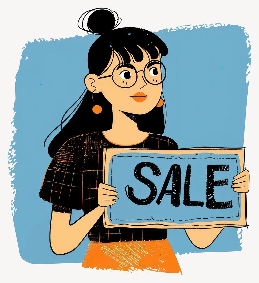 Art woman sale sign vector