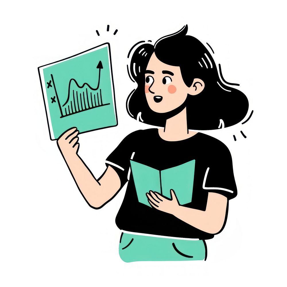 Women holding Stock graph woman art visualization.