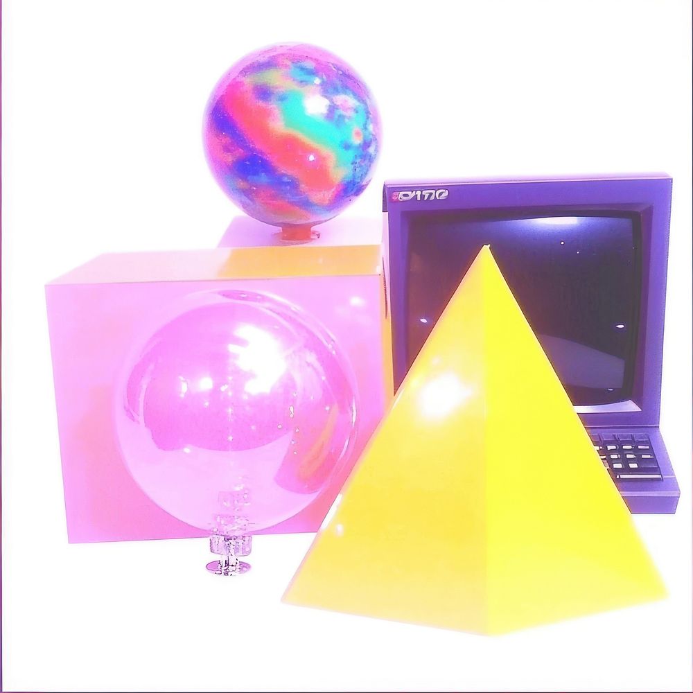 Abstract yellow Y2K Tech Icon computer sphere neon.