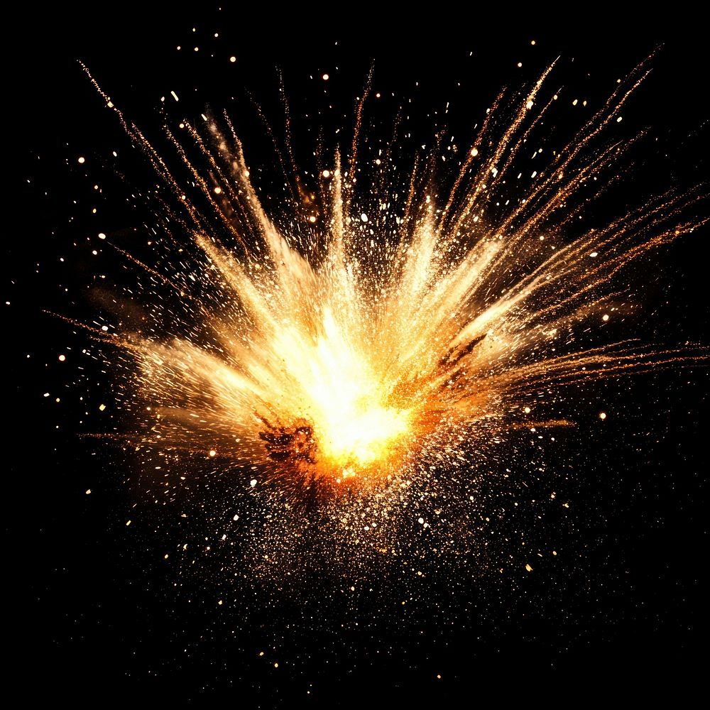 Fire bomb explosion fireworks sparks celebration.