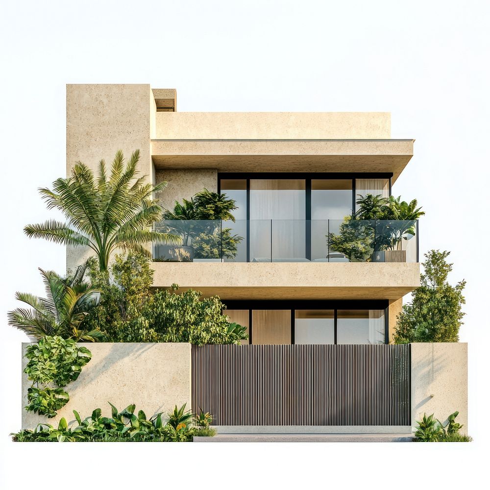 Real contemporary suburb house architecture building balcony.