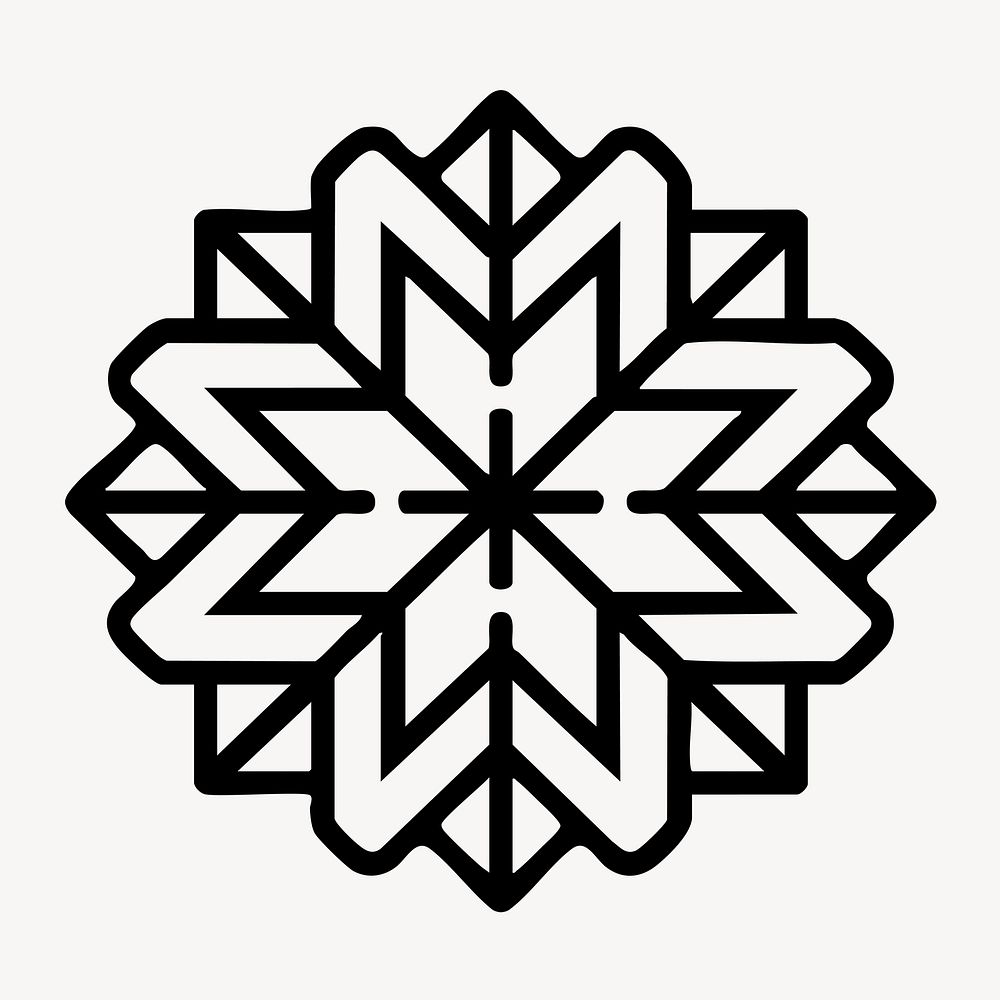 Geometric snowflake line art vector