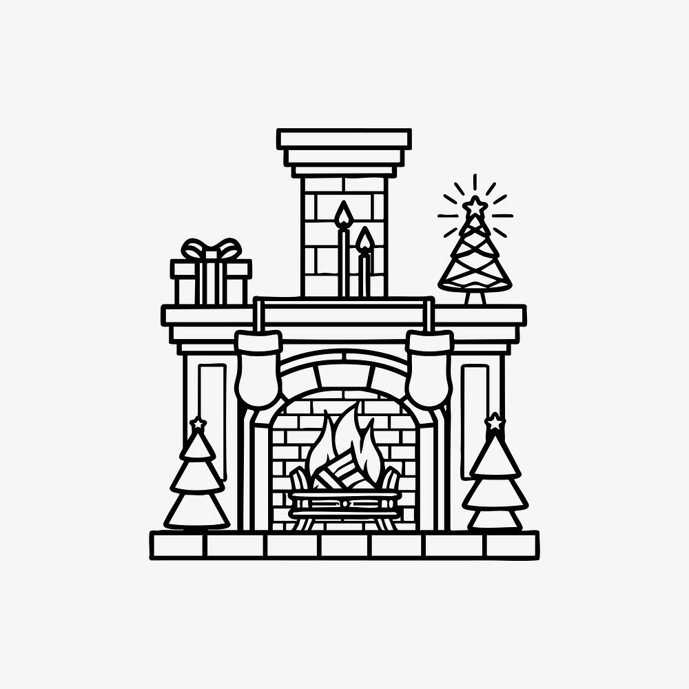 Christmas brick fireplace illustration christmas holiday.