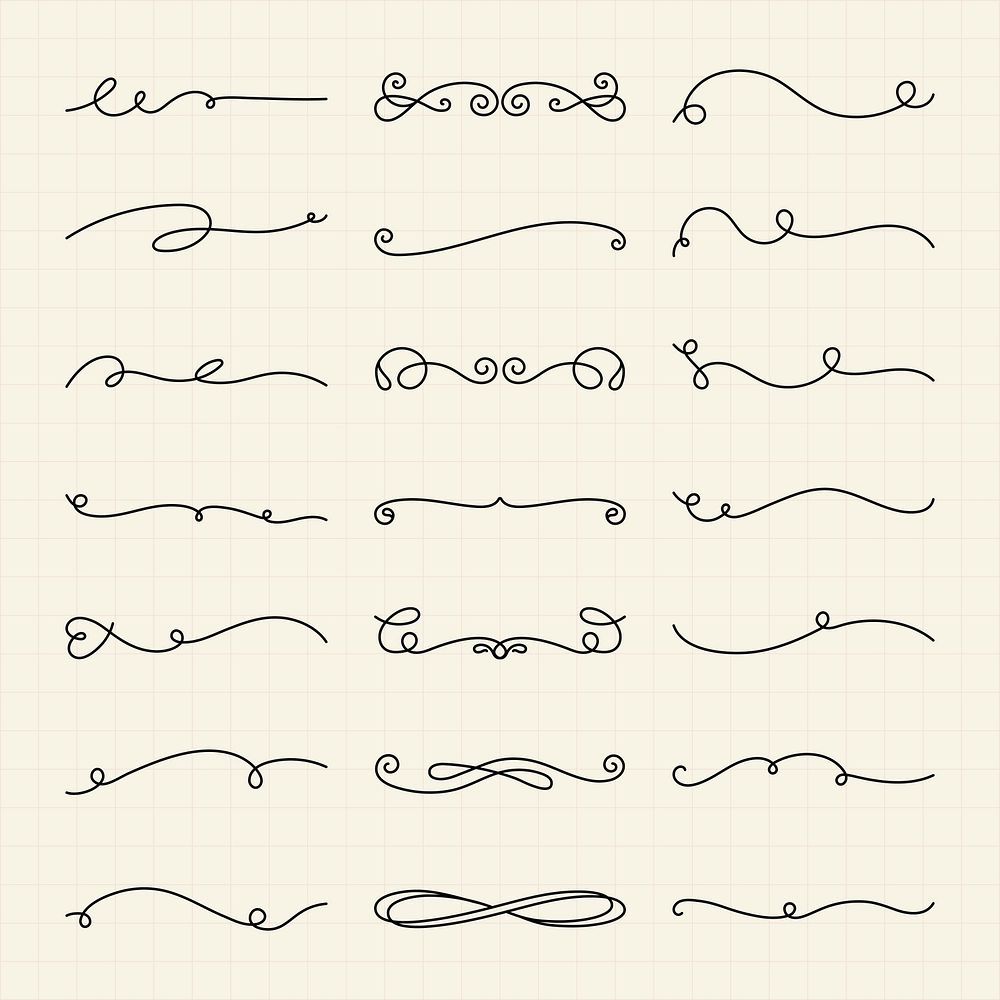 Set of decorative line dividers, swirls, and flourishes. Elegant line dividers for design. Swirls and flourishes for…