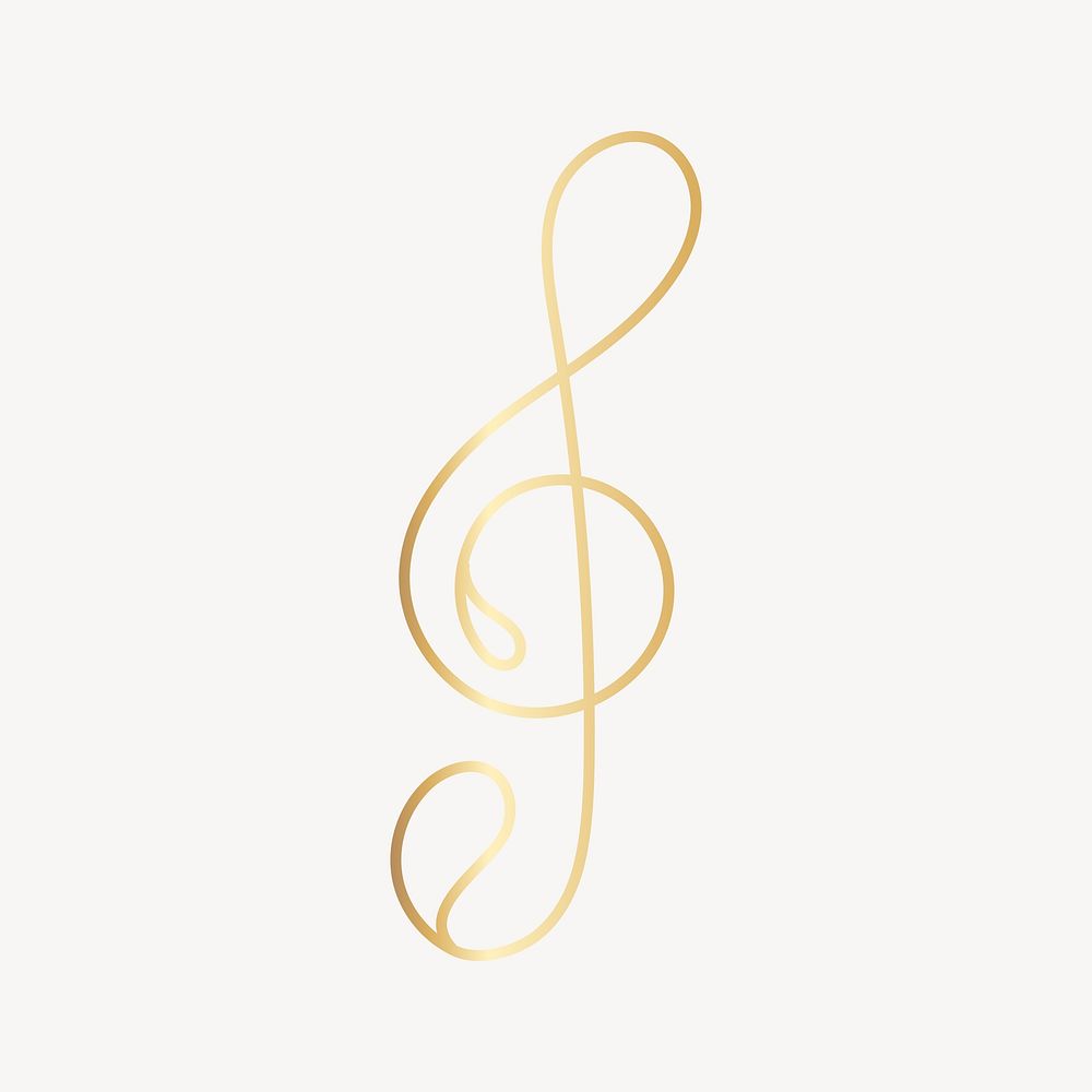 Elegant golden treble clef illustration, festive decoration