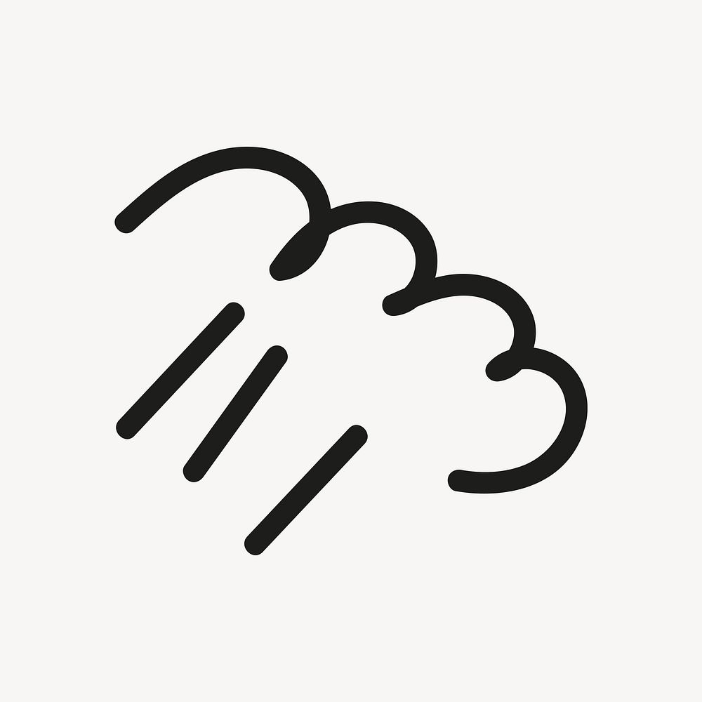 Minimalist line art of a cloud with rain, element vector