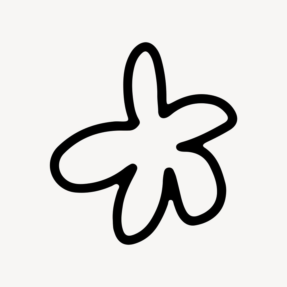 Minimalist abstract flower design in bold black outline, element vector