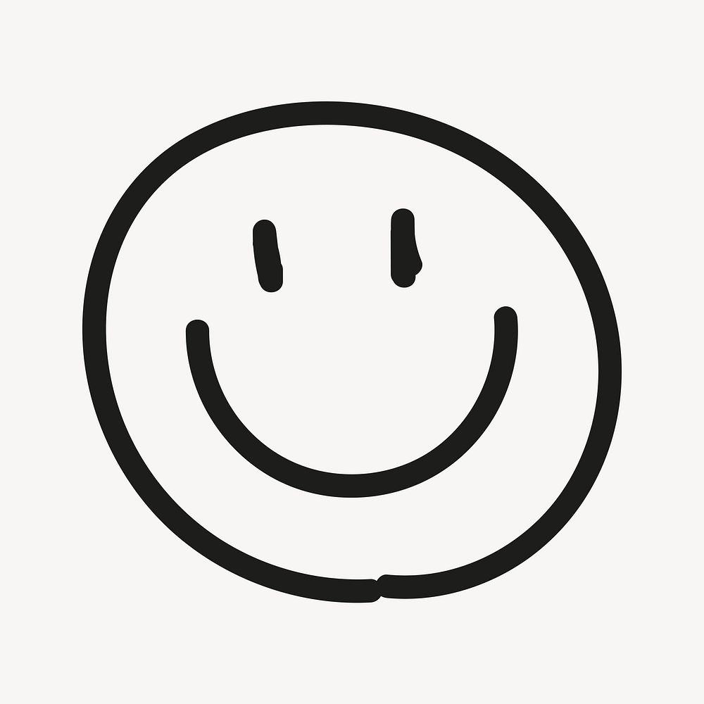 Minimalist hand-drawn smiley face element