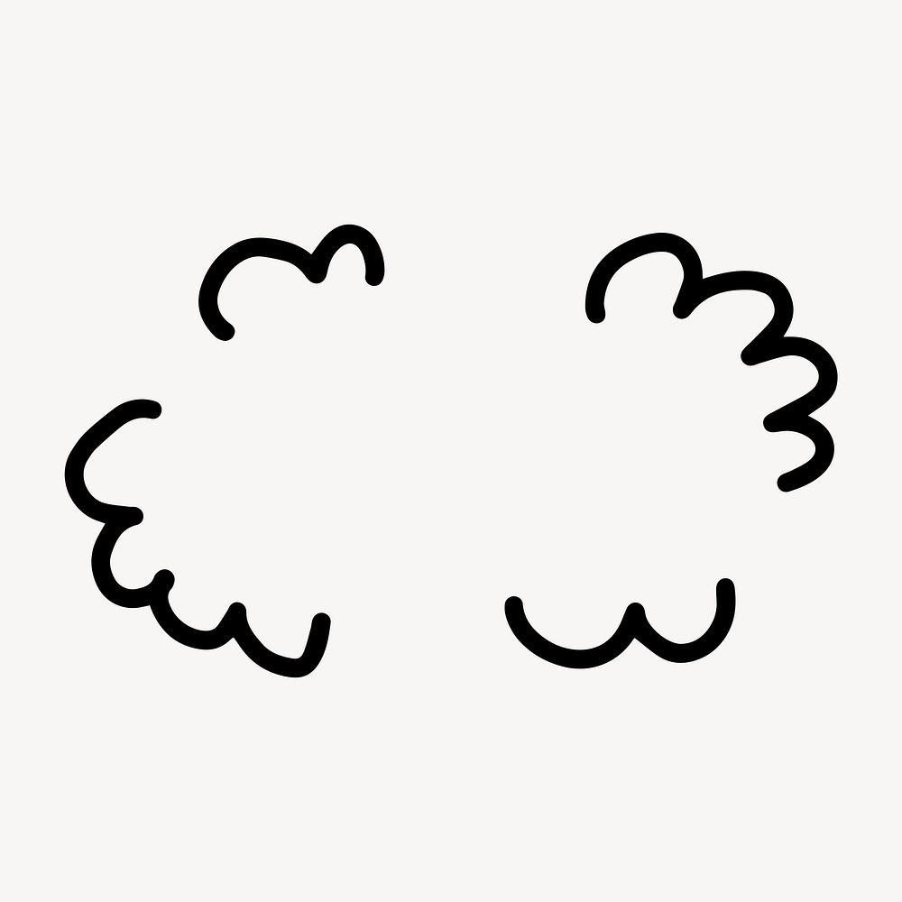 Minimalist doodle clouds in black on a light, element vector