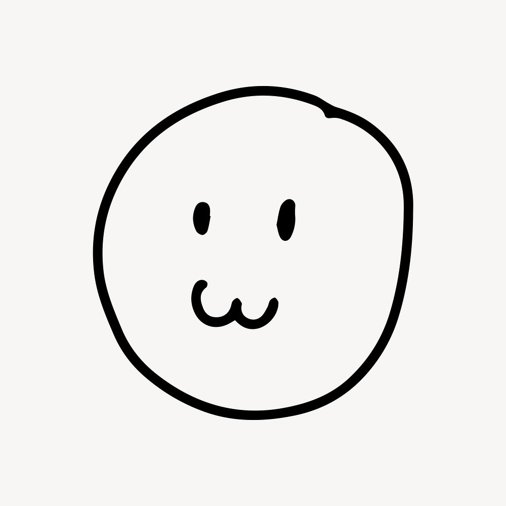 Minimalist doodle of a cute, smiling face element