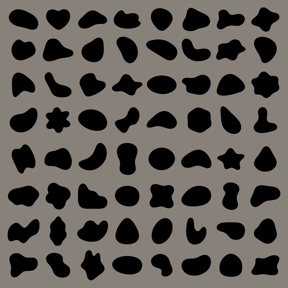 Abstract black shapes on a gray background. Random shapes, abstract design, black shapes pattern. Unique abstract shapes…