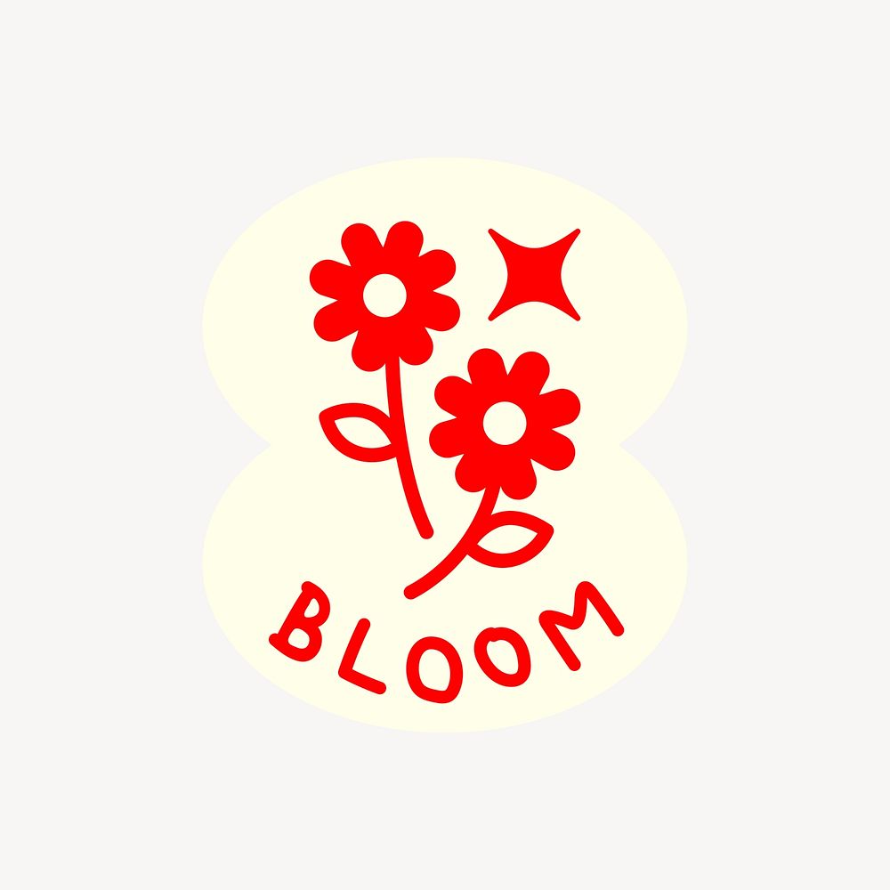 Red flowers bloom graphic design vector