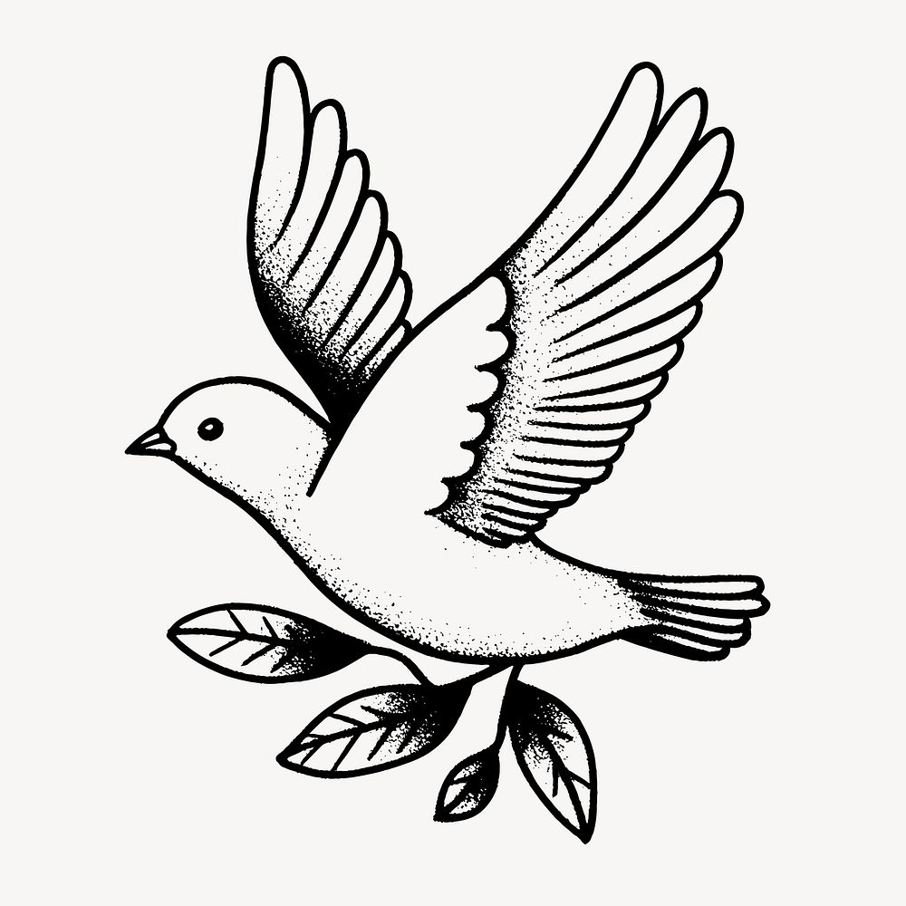 Peaceful dove tattoo design, old school tattoo vector