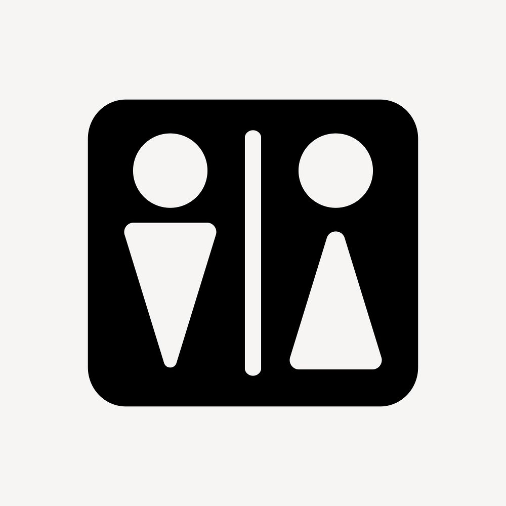 Gender symbols restroom sign, UI icon vector