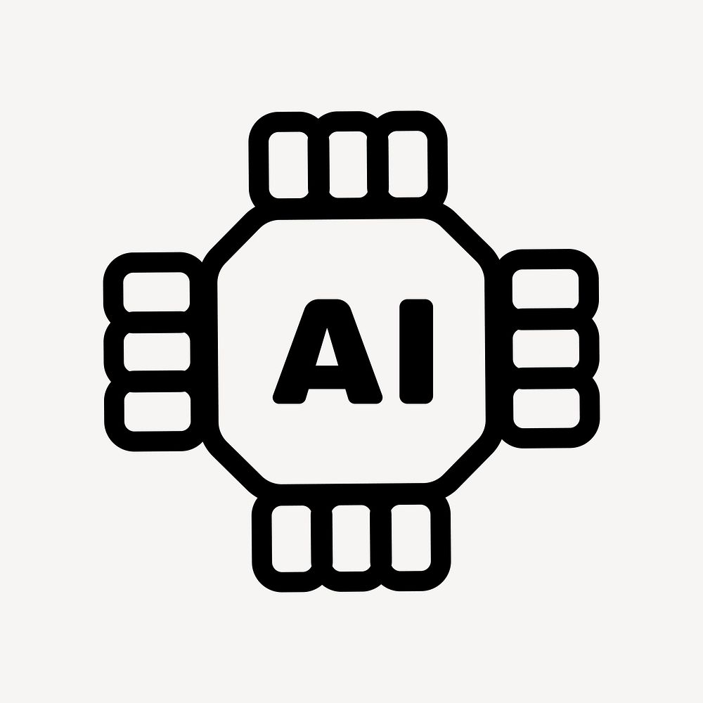 AI chip futuristic technology illustration, UI icon