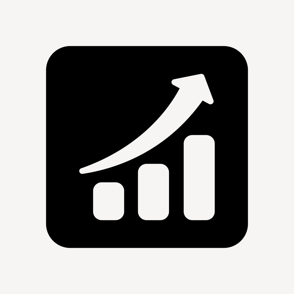 Growth chart with upward arrow, UI icon