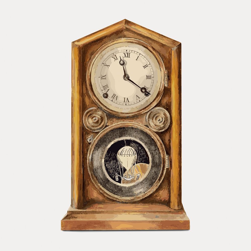 Vintage mantel clock sticker, isolated vector element. Remixed by rawpixel.