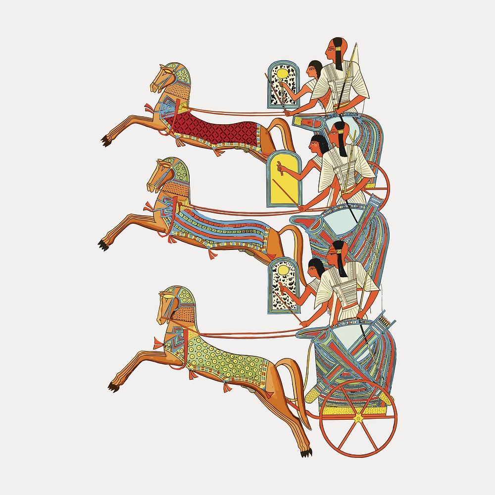 Egyptian chariot vintage illustration isolated on white, vector. Remixed by rawpixel.