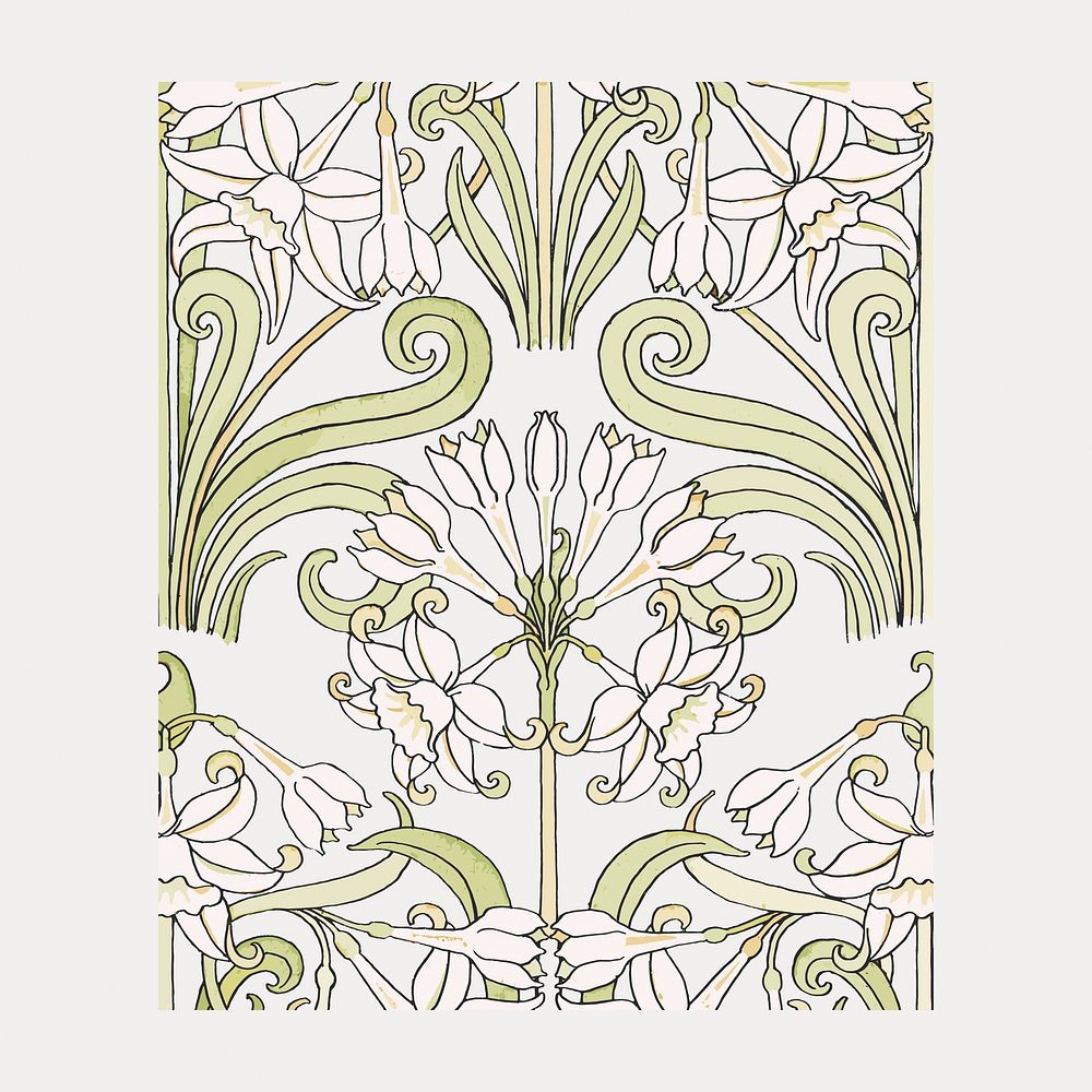 Art nouveau jonquil flower pattern design resource vector. Remixed by rawpixel.