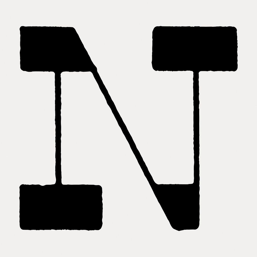 N letter Italian print font, isolated vector element. Remixed by rawpixel.