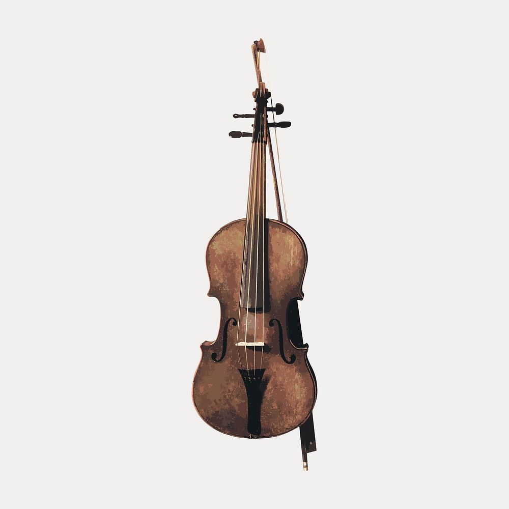 Vintage hand drawn violin and bow design element vector. Remixed by rawpixel.