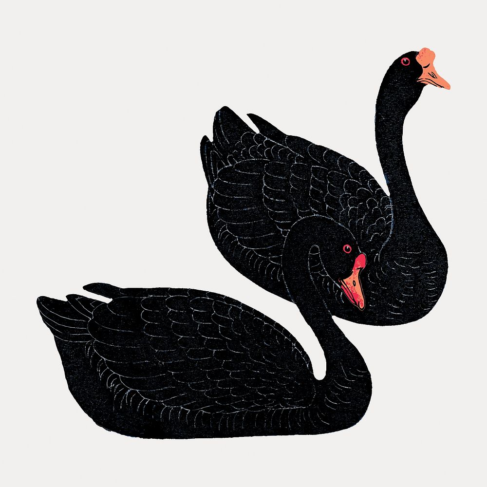 Black geese couple design element vector. Remixed by rawpixel.