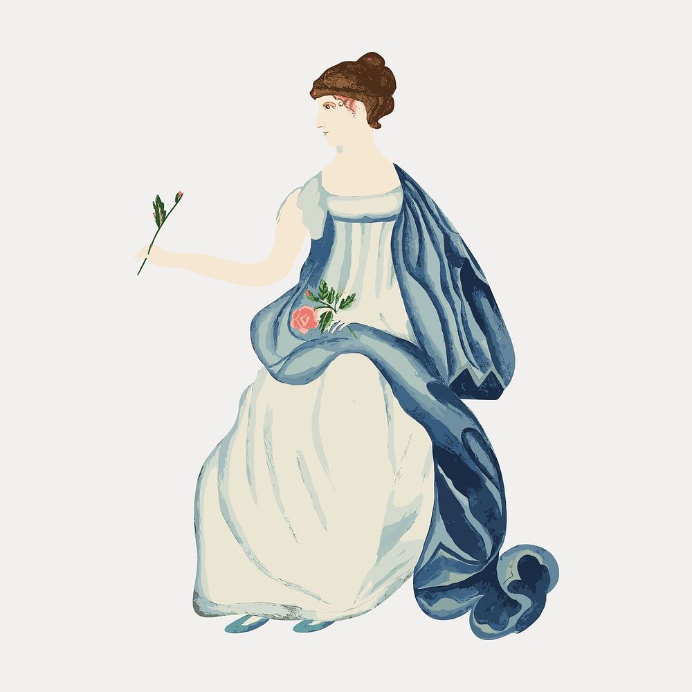 Victorian woman vintage illustration by Sarah P. Wells, vector element. Remixed by rawpixel.