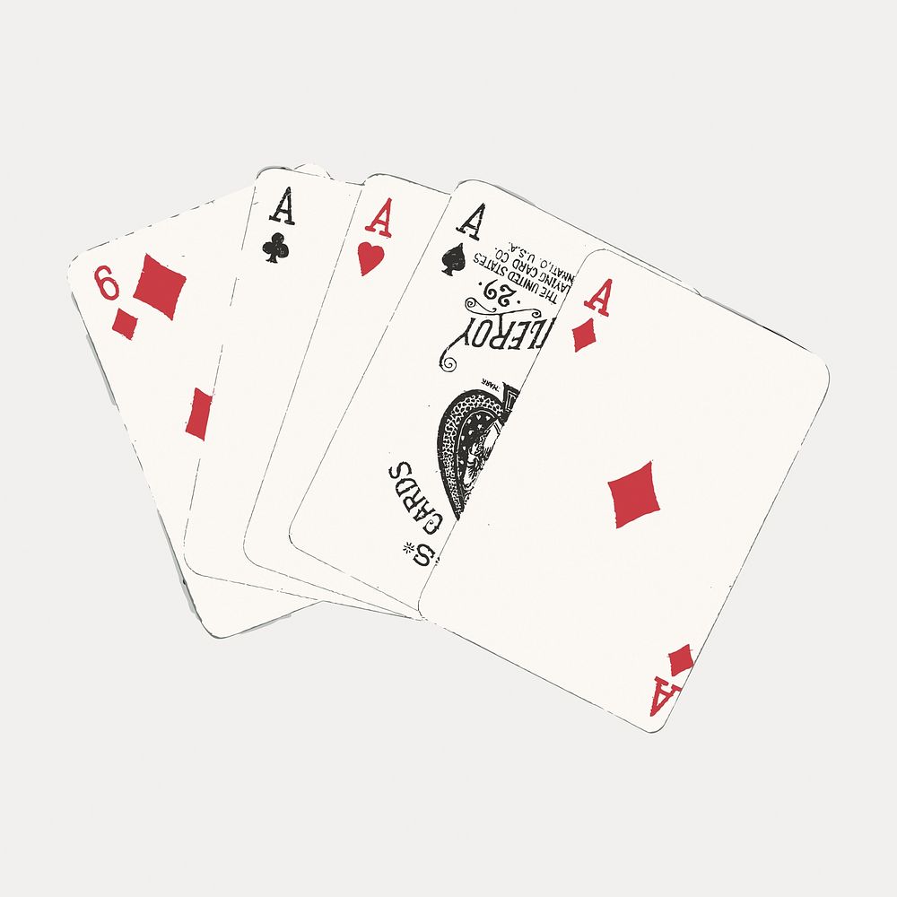 A poker card, four of a kind illustration isolated on white, vector. Remixed by rawpixel.