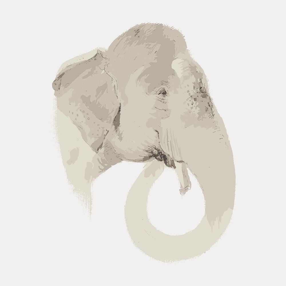 Elephant's head, animal illustration by Thomas Daniell, vector element. Remixed by rawpixel.